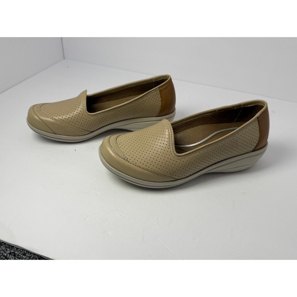Dansko Tan Perforated Leather Wedge Loafers Shoes Womens Size 36 5.5-6